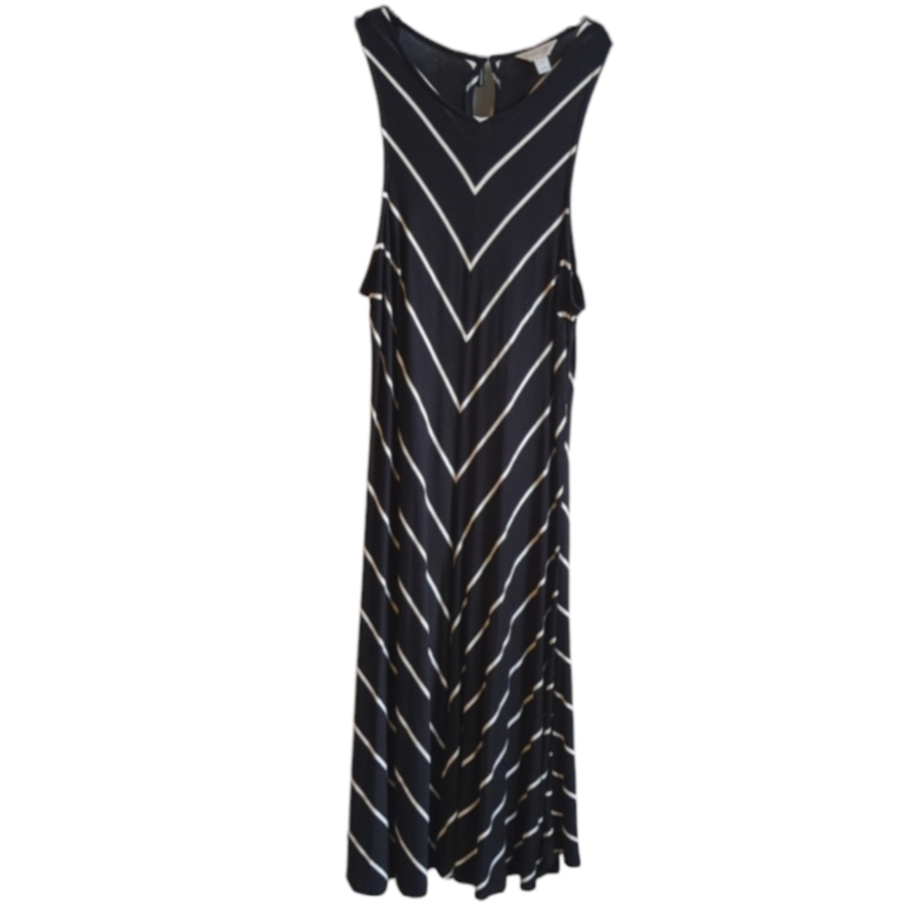 Belle Sky Black and White Chevron Dress Size Extra Large